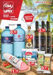1. strana letáka CBA VEREX 16. 7. - 5. 8. 2026 Výhodný nákup - Región Liptov a Orava 7/26